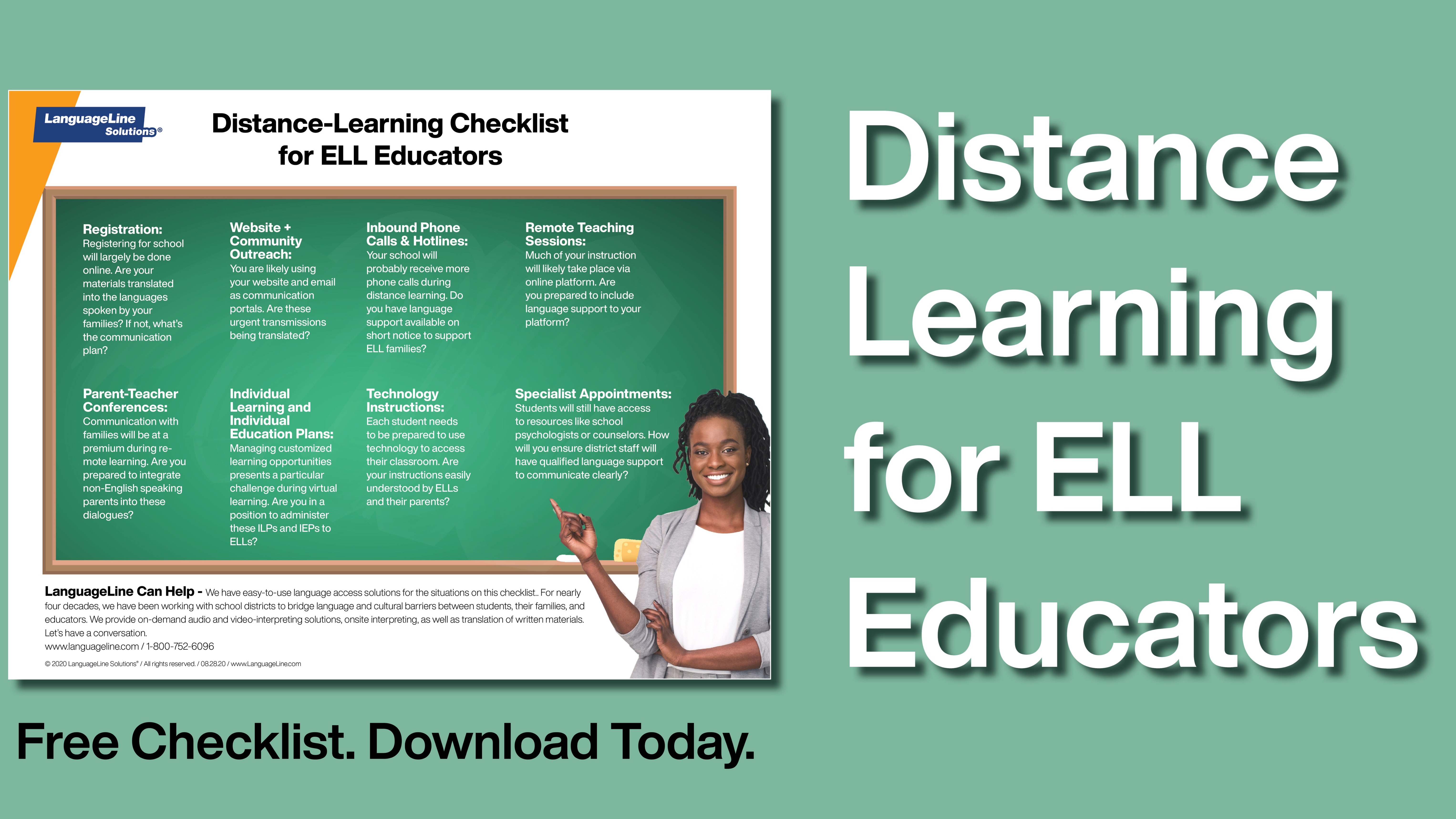 Distance Learning Checklist for English Language Learners